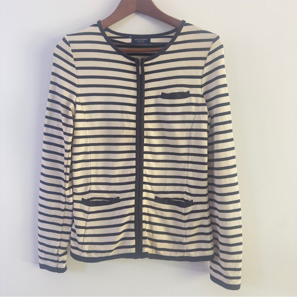 Saint James L’Atalier Classic Stripe Nautical Jacket Sz 4